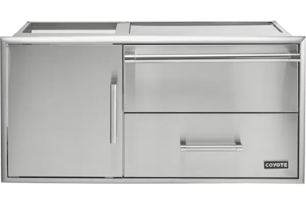 Coyote 42-inch Access Door With Storage & Warming Drawer Combo