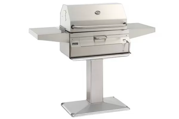 Fire Magic 24-inch Charcoal Patio Post Mount Grill with Smoker Hood
