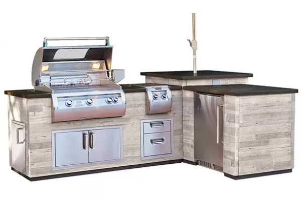 Fire Magic L-Shaped SP Island with Refrigerator Cut-Out