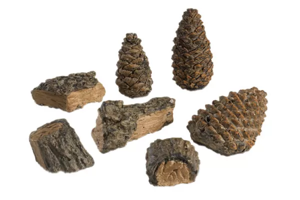 Real Fyre Decor Pack with 4 Small Wood Chips and 3 Small Pine Cones (6-Pack)