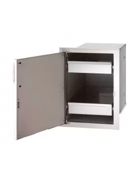 Fire Magic Single Access Door with Dual Drawers, Enclosed, Left Hinge