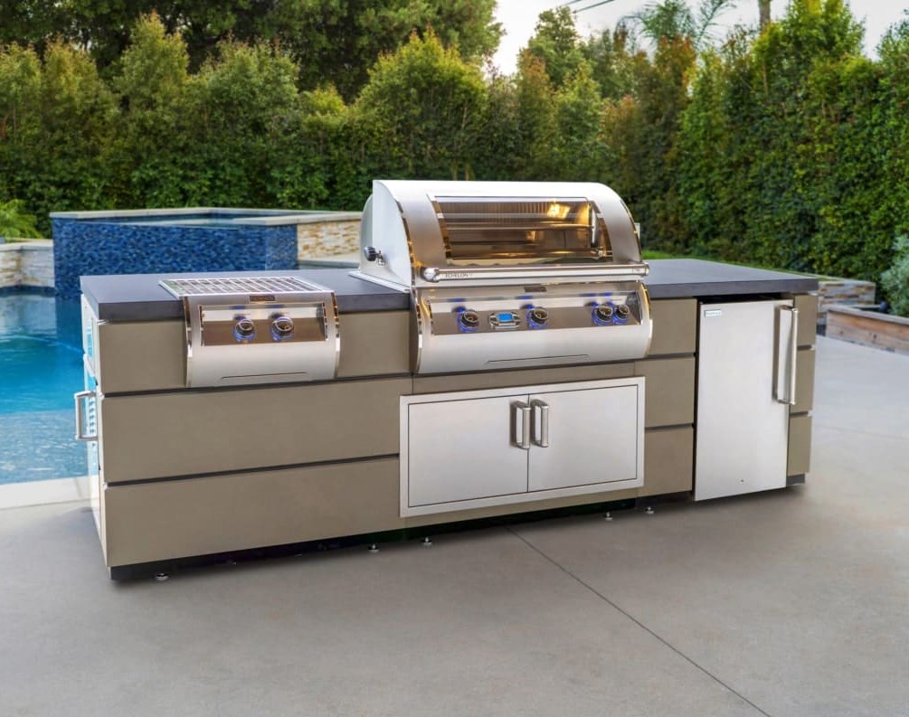 Fire Magic Contemporary GFRC Pre-Fab Island with Refrigerator Cut